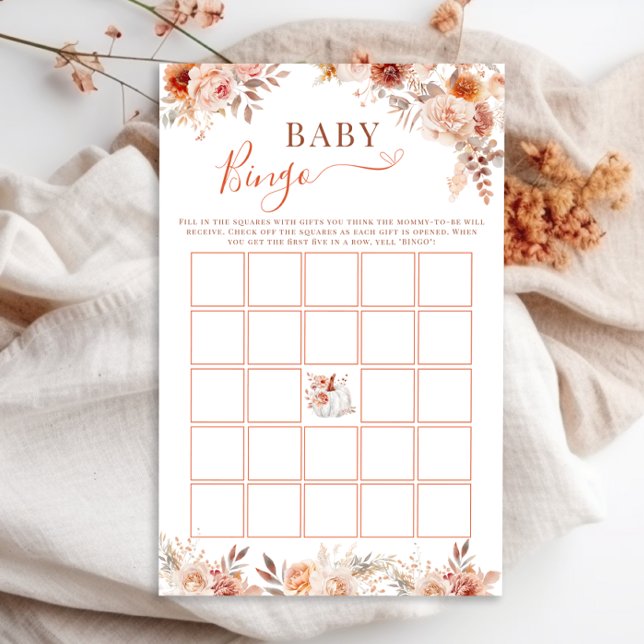 Petit Citrouille Automne Floral Baby Bingo Jeu (Créateur téléchargé)