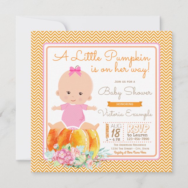 Petit Citrouille Baby Girl Douche Invitation (Devant)