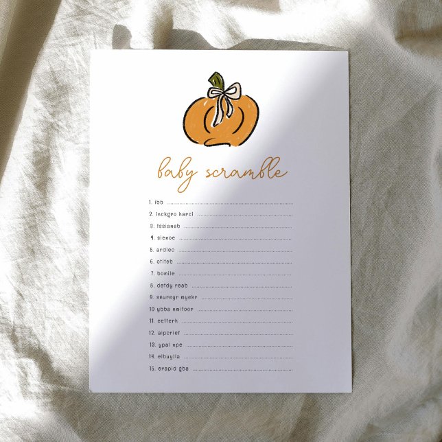 Petit Citrouille Baby Scramble Baby shower Jeu (Cute little pumpkin Baby Shower Baby Scramble game.)