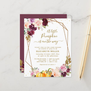 petit citrouille baby shower fleuri de baies invit