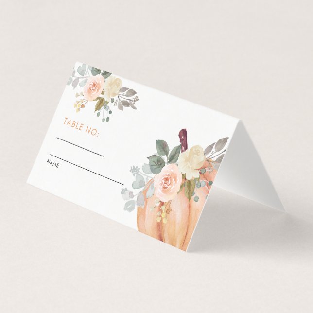 Petit Citrouille Baby shower Floral Numéro de tabl (Front)