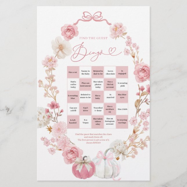 Petit Citrouille blanc et rose Trouvez le Bingo in (Devant)