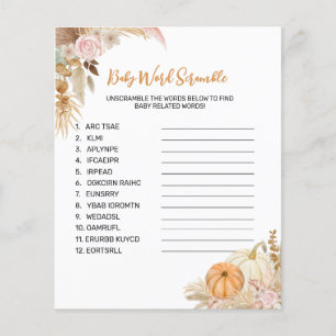 Petit Citrouille Boho Baby shower Word Scramble Je