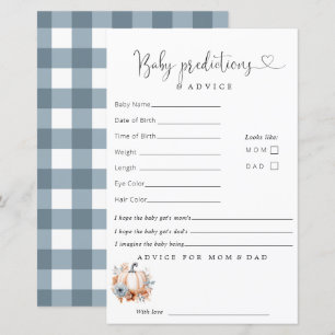 Petit Citrouille Boy Baby shower Prédictions Conse