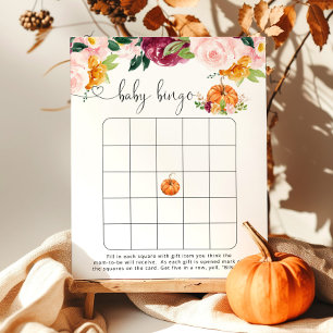 Petit citrouille burgundy floral bébé jeu de bingo
