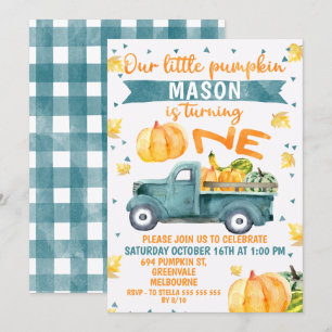 Petit Citrouille Camion bleu 1er Invitation annive