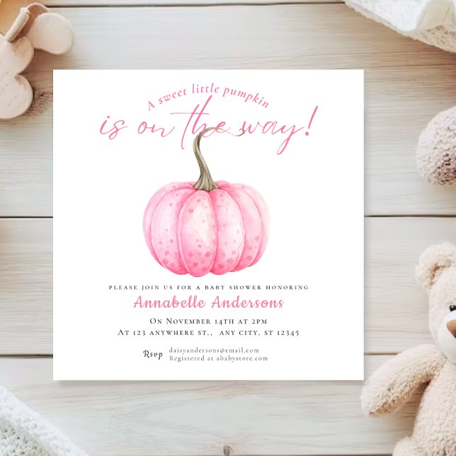 Petit Citrouille invitation de baby shower aquarel (Créateur téléchargé)