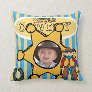 Petit coussin de cowboy de photo faite sur