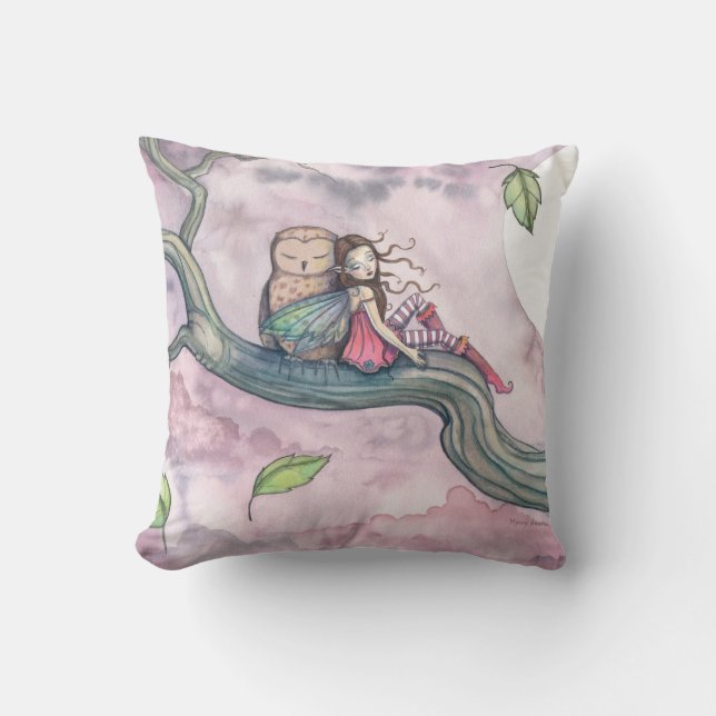 Petit Coussin de Faerie Endormie et Hibou (Recto)