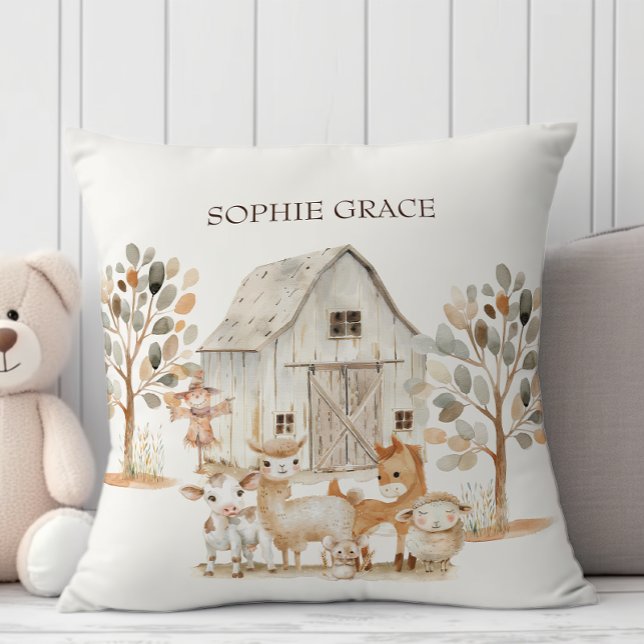 Petit Coussin de Jeté pour Bébé Animaux de la Ferm (Créateur téléchargé)
