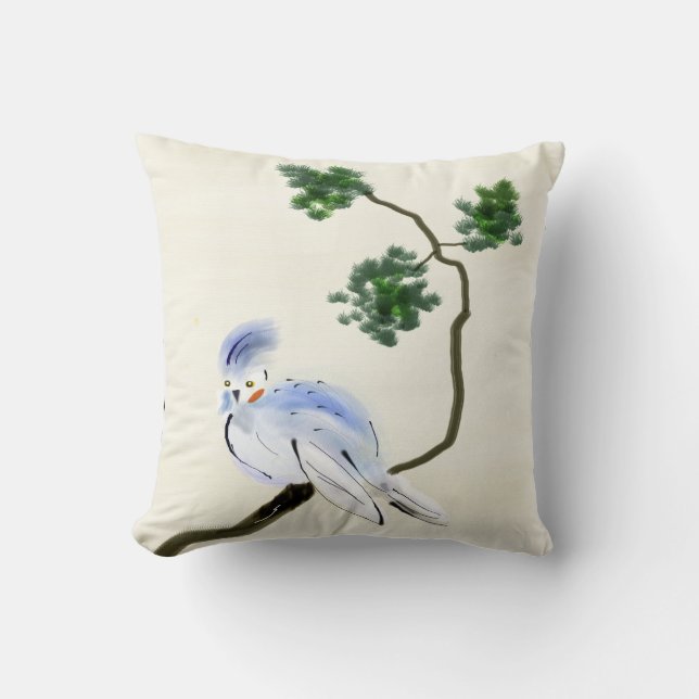 Petit coussin de Sumi-e d'oiseau (Recto)