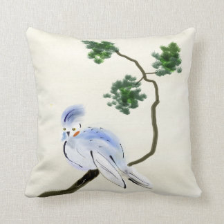 Petit coussin de Sumi-e d'oiseau