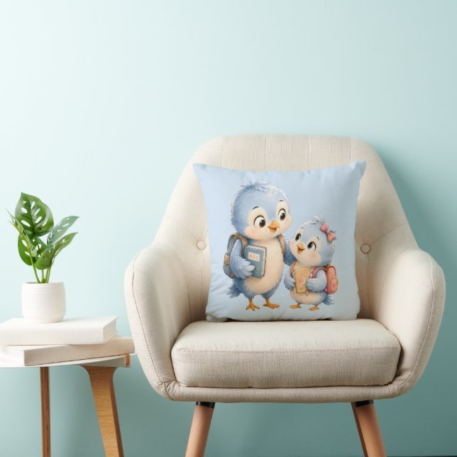 Petit Coussin Frère Soeur Oiseau Bleu (Chaise)
