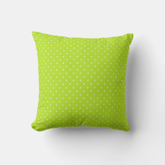 Petit coussin jeté vert citron et blanc à pois