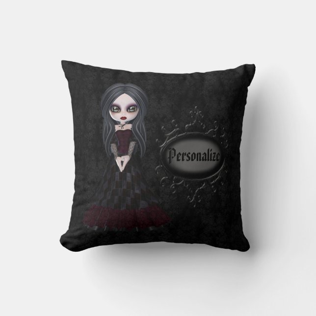 Petit coussin personnalisé par noir mignon de (Recto)