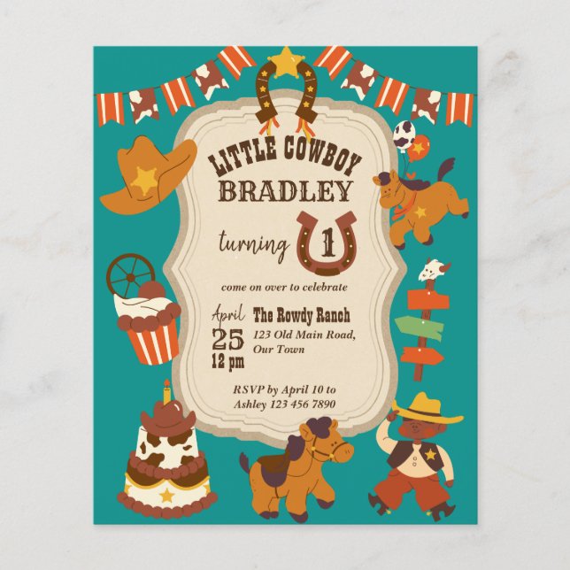Petit cowboy anniversaire de enfant invitation du  (Devant)