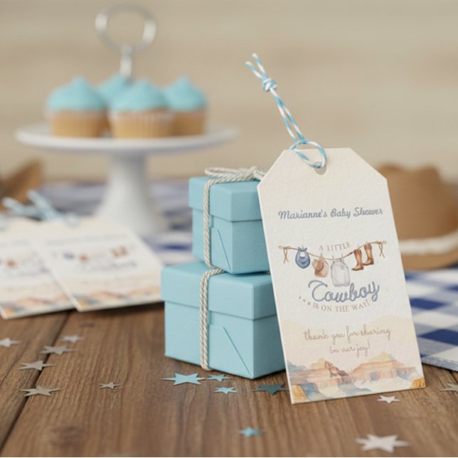 Petit Cowboy Étiquette de Cadeau pour Baby Shower (Créateur téléchargé)