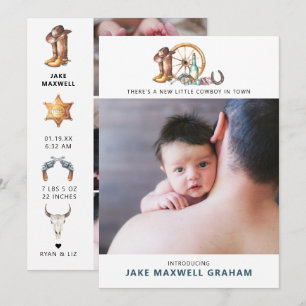 Petit Cowboy   Faire-part de naissance recto-verso