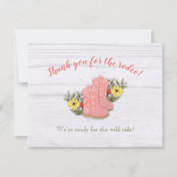 Petit Cowgirl Bootie Carte de remerciements en boi