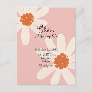 Petit Daisy Thème Fille Anniversaire Invitation