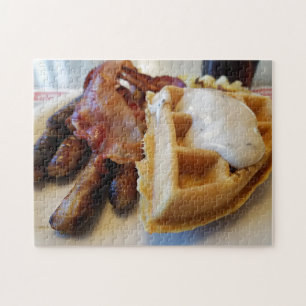 Petit déjeuner créatif gaufre de bacon puzzle