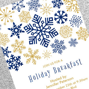 Petit-déjeuner de Noël Invitation Chic Snowflakes