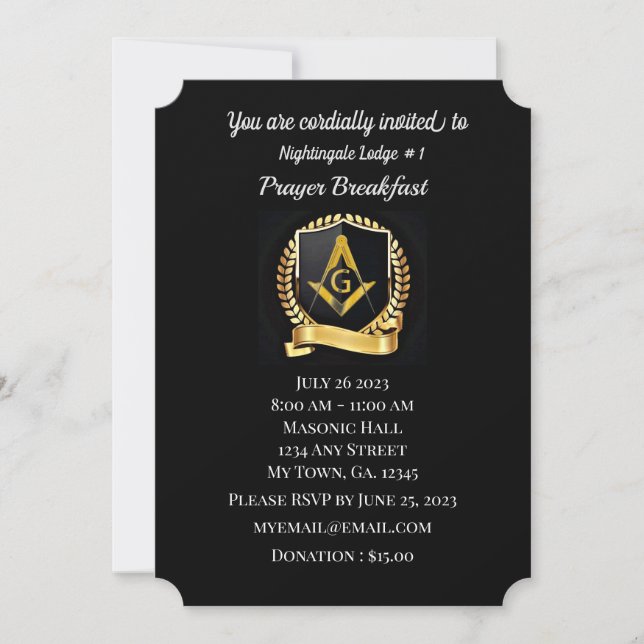 Petit-déjeuner de prière Freemason Invitation (Devant)