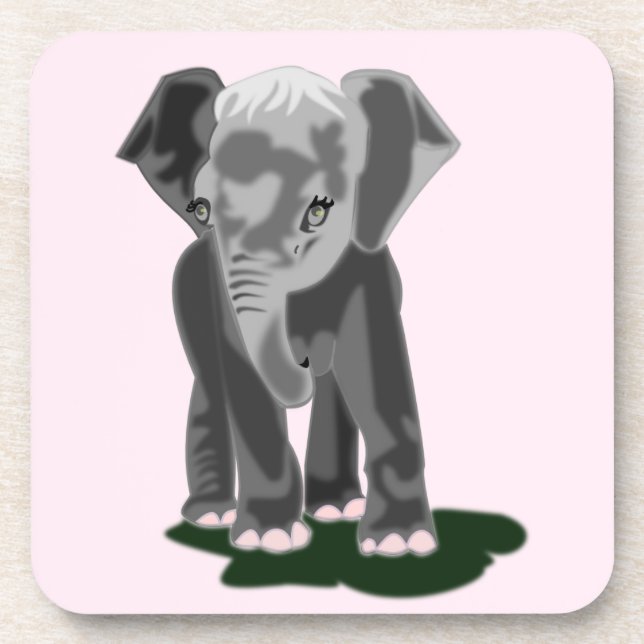 Petit Dessous de verre éléphant _ Votre couleur -  (Devant)