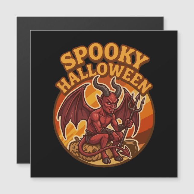 Petit diable effrayant Halloween Design Rétro (Devant / Derrière)