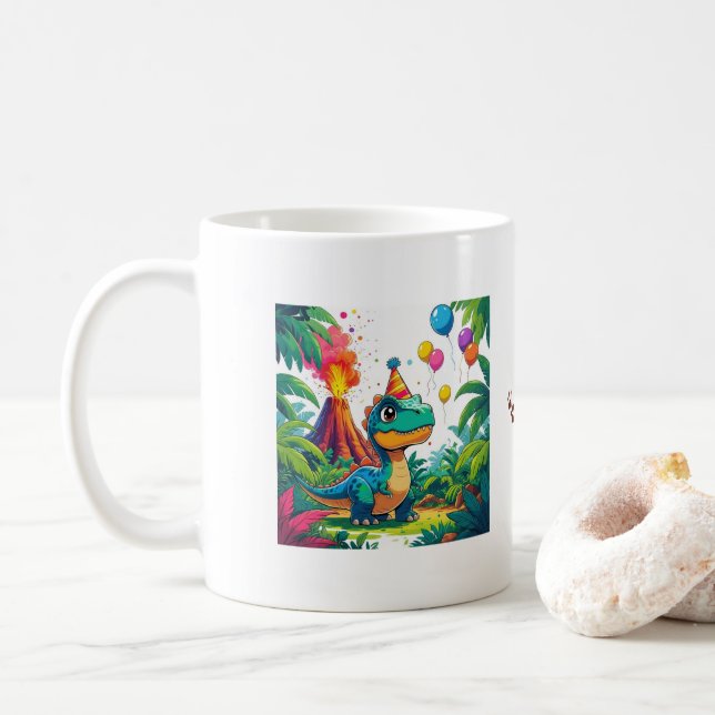 Petit Dino, Grands Rêves – Tasse de dinosaure modi (Avec donut)