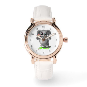 Petit éléphant avec montre à fleurs cadeau