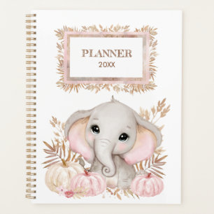 Petit Eléphant Cute Avec Planificateur Citrouille
