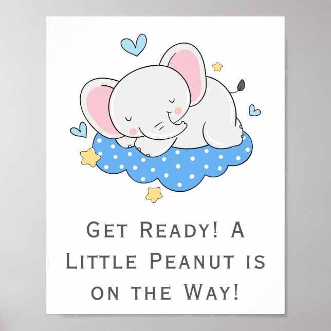 Petit Éléphant Un Petit Baby Shower Affiche de Cac (Devant)