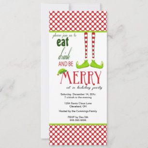 Petit Elf Invitation pour les Fêtes de Noël