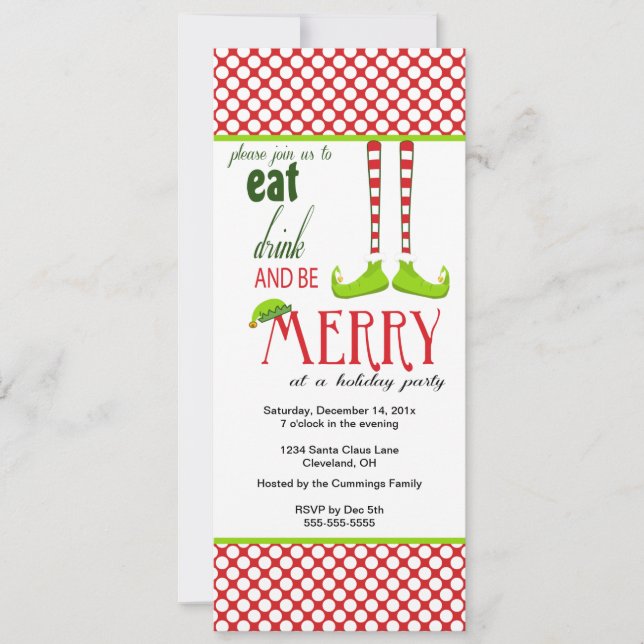 Petit Elf Invitation pour les Fêtes de Noël (Devant)
