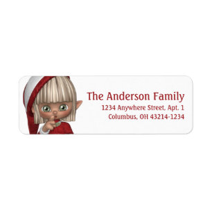Petit étiquette de adresse de Noël d'Elf de l'ai