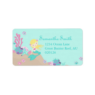 Petit Étiquette de adresse de sirène Blonde