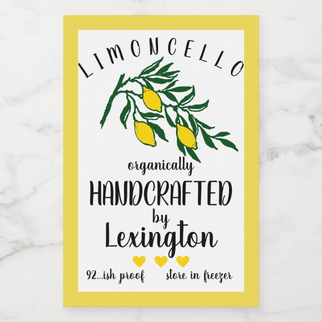 Petit Étiquette de bouteille de Limoncello fait ma (Étiquettes simples)