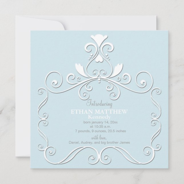 Petit Faire-part de naissance bleu Pourcentage (Devant)