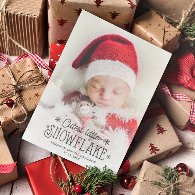 Petit faire-part de naissance photo de flocon de n (Créateur téléchargé)
