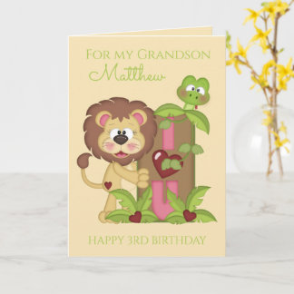Petit-fils Troisième anniversaire mignon Carte pho