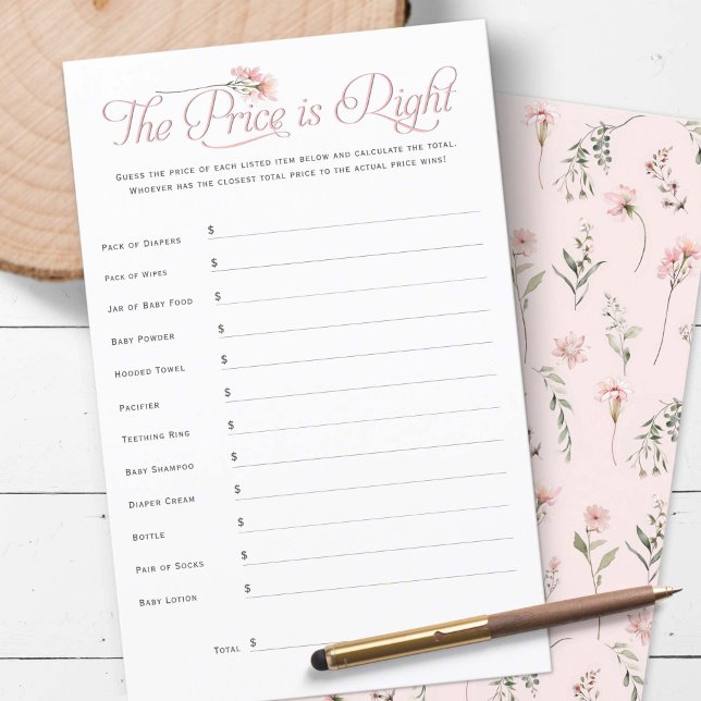 petit fleur sauvage le prix est juste douche jeu (Pink Wildflower, The price is right baby girl shower games)
