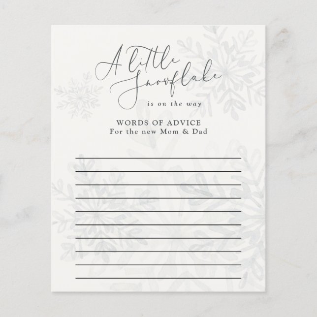 petit flocon d'hiver baby shower conseils mots (Devant)