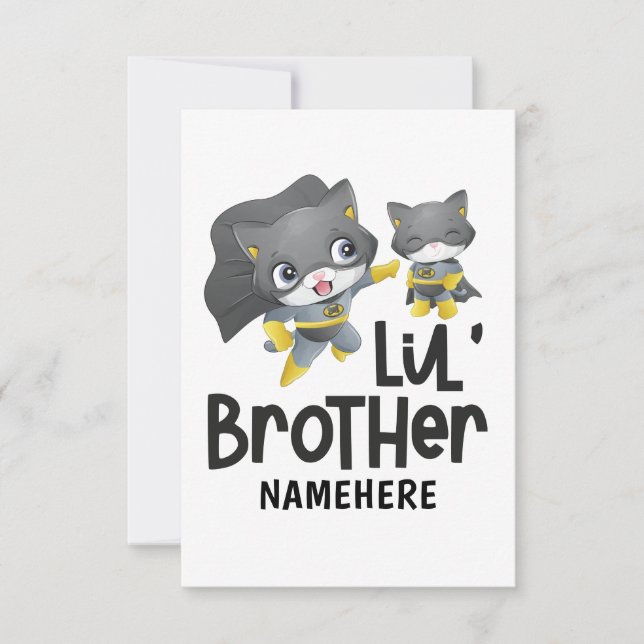 Petit frère super-héros chat nom personnalisé (Devant)