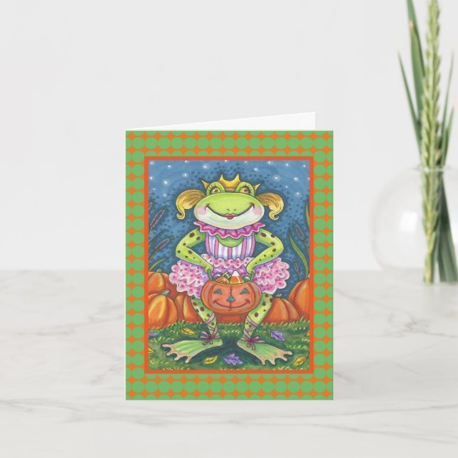 PETIT FROG HOPPY HALLOWEWEEN CARTE DE REMARQUE VER (Devant)