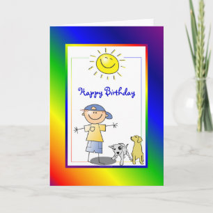 Petit garçon avec carte de chien