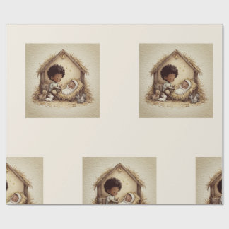 Petit Garçon Tambourinaire Papier Cadeau Nativité