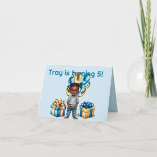 Petit Garçon Tresses de peau foncée Invitation Ann