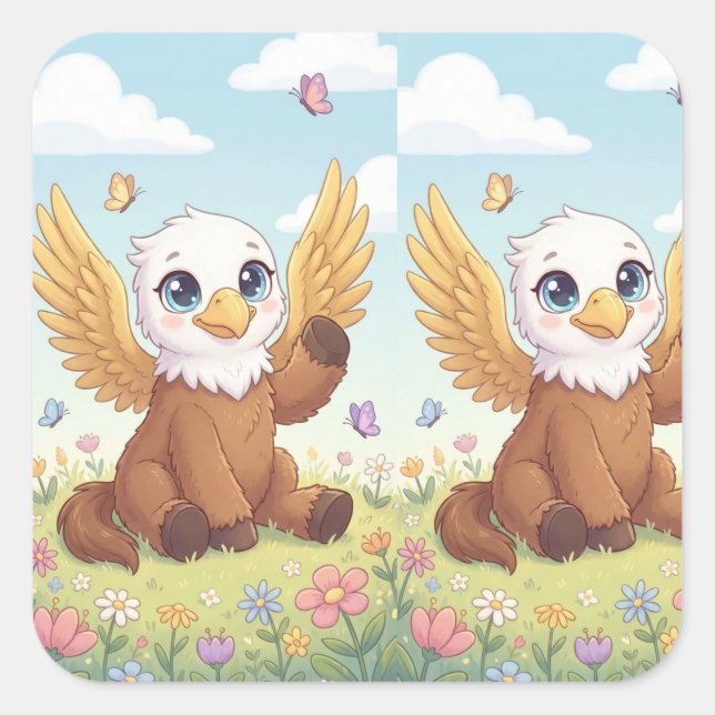 Petit Griffin de Prairie – Autocollant Fantastique (Devant)