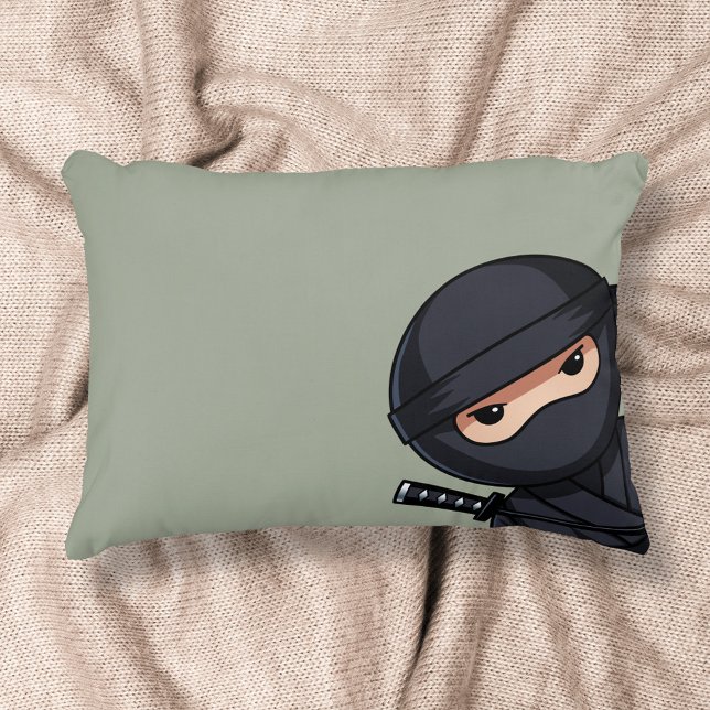 Petit guerrier ninja sur Coussin Décoratif Vert Sa (Créateur téléchargé)